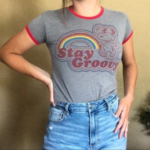 Snoopy Stay Groovy Ringer Tee